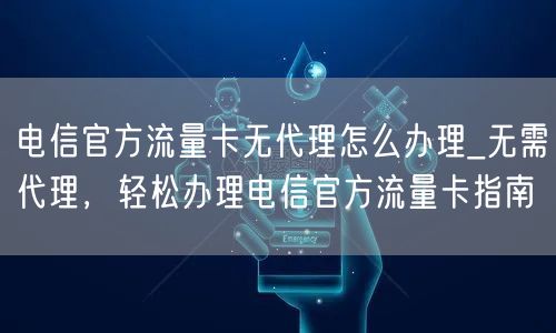 电信官方流量卡无代理怎么办理_无需代理，轻松办理电信官方流量卡指南