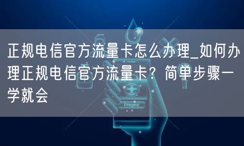 正规电信官方流量卡怎么办理_如何办理正规电信官方流量卡？简单步骤一学就会