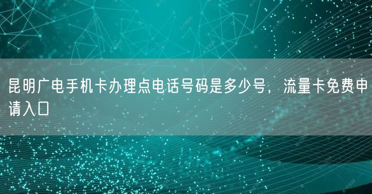昆明广电手机卡办理点电话号码是多少号，流量卡免费申请入口