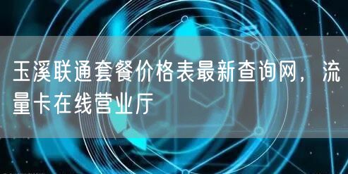 玉溪联通套餐价格表最新查询网，流量卡在线营业厅