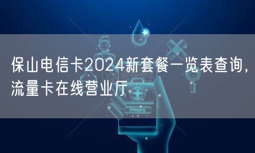 保山电信卡2024新套餐一览表查询，流量卡在线营业厅