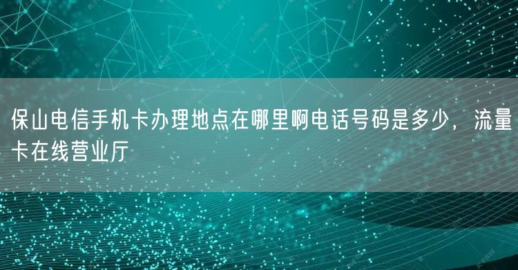 保山电信手机卡办理地点在哪里啊电话号码是多少，流量卡在线营业