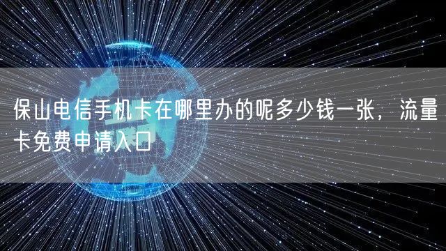 保山电信手机卡在哪里办的呢多少钱一张，流量卡免费申请入口