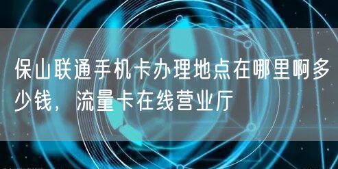 保山联通手机卡办理地点在哪里啊多少钱，流量卡在线营业厅