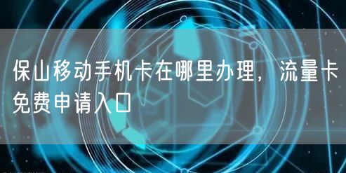 保山移动手机卡在哪里办理，流量卡免费申请入口