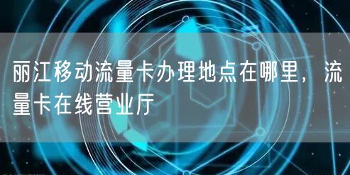丽江移动流量卡办理地点在哪里，流量卡在线营业厅