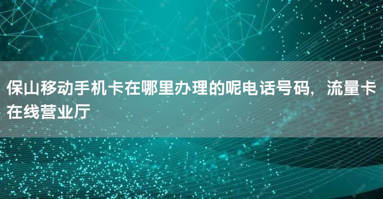 保山移动手机卡在哪里办理的呢电话号码，流量卡在线营业厅