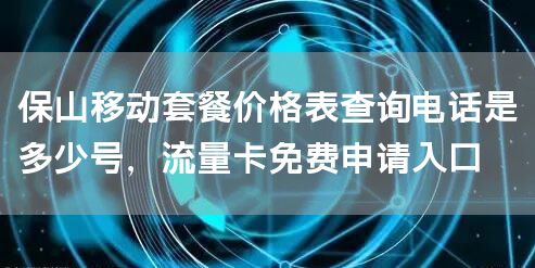 保山移动套餐价格表查询电话是多少号，流量卡免费申请入口