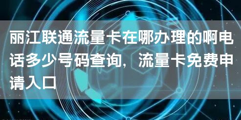 丽江联通流量卡在哪办理的啊电话多少号码查询，流量卡免费申请入