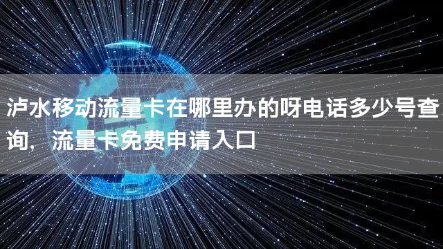 泸水移动流量卡在哪里办的呀电话多少号查询，流量卡免费申请入口