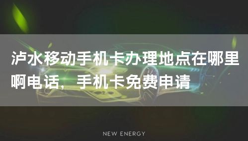 泸水移动手机卡办理地点在哪里啊电话，手机卡免费申请