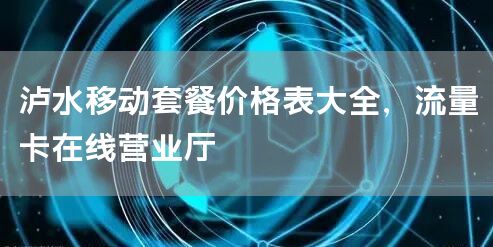 泸水移动套餐价格表大全，流量卡在线营业厅