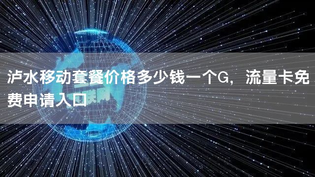 泸水移动套餐价格多少钱一个G，流量卡免费申请入口
