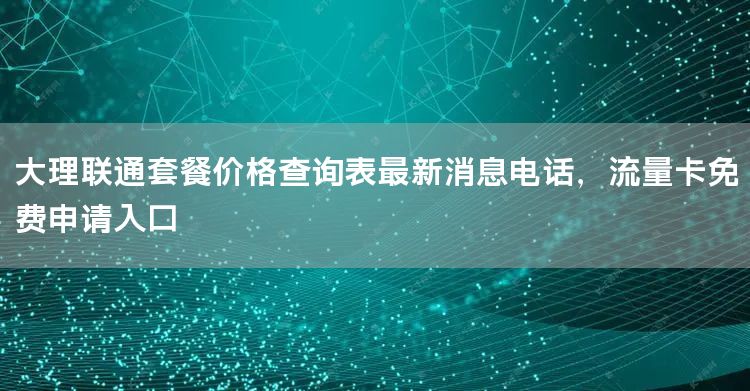 大理联通套餐价格查询表最新消息电话，流量卡免费申请入口