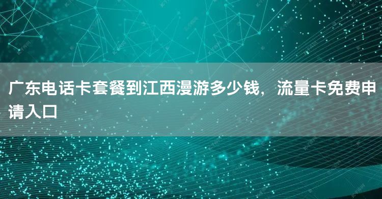 广东电话卡套餐到江西漫游多少钱，流量卡免费申请入口