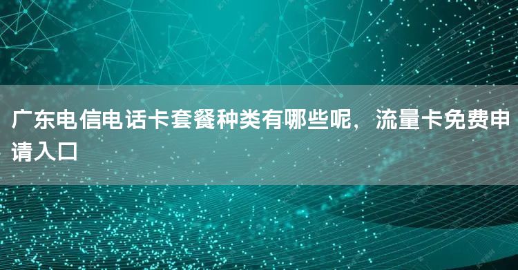 广东电信电话卡套餐种类有哪些呢，流量卡免费申请入口