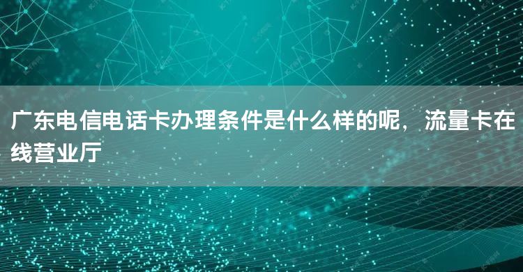 广东电信电话卡办理条件是什么样的呢，流量卡在线营业厅
