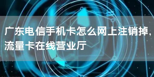 广东电信手机卡怎么网上注销掉，流量卡在线营业厅