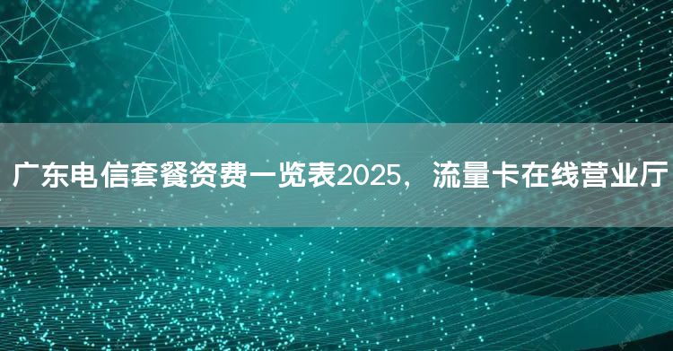 广东电信套餐资费一览表2025，流量卡在线营业厅