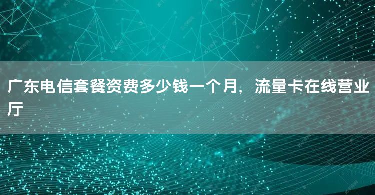 广东电信套餐资费多少钱一个月，流量卡在线营业厅