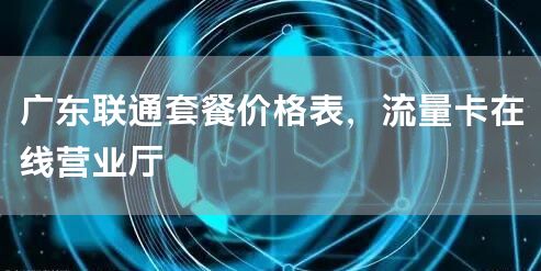 广东联通套餐价格表，流量卡在线营业厅