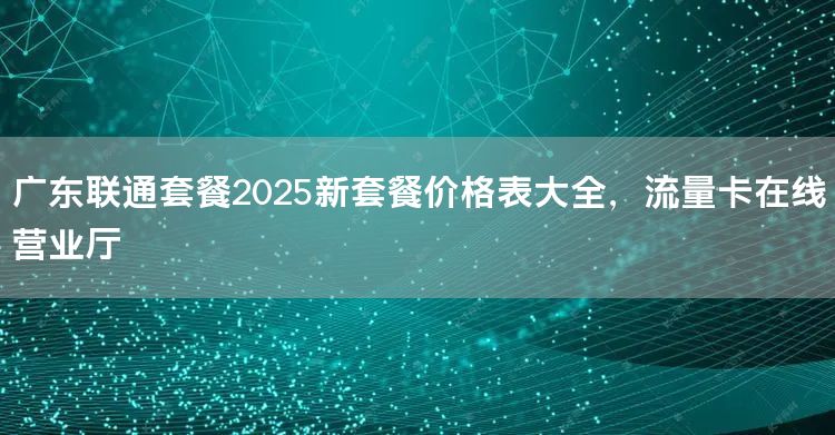 广东联通套餐2025新套餐价格表大全，流量卡在线营业厅