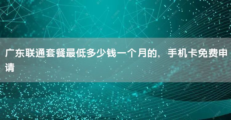 广东联通套餐最低多少钱一个月的，手机卡免费申请