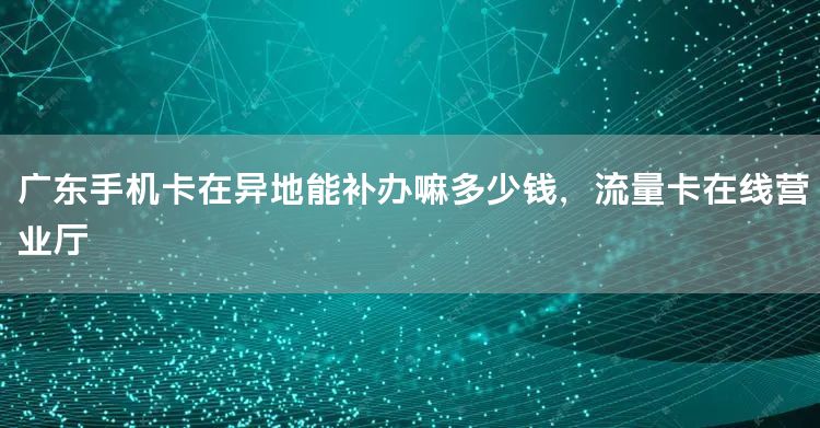 广东手机卡在异地能补办嘛多少钱，流量卡在线营业厅