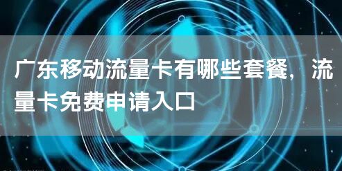 广东移动流量卡有哪些套餐，流量卡免费申请入口