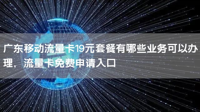广东移动流量卡19元套餐有哪些业务可以办理，流量卡免费申请入