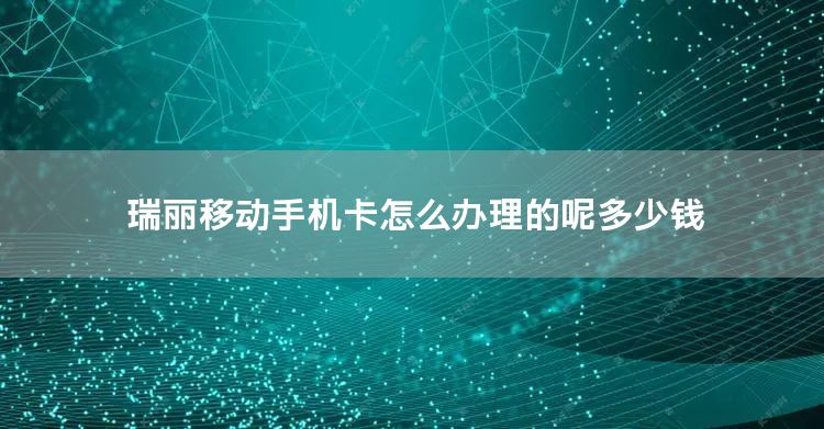 瑞丽移动手机卡怎么办理的呢多少钱