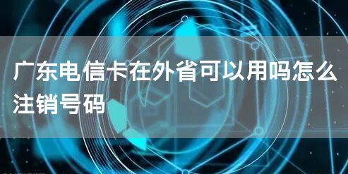 广东电信卡在外省可以用吗怎么注销号码