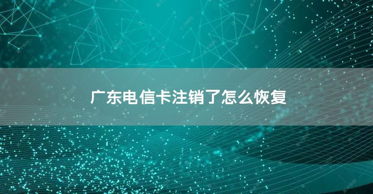 广东电信卡注销了怎么恢复