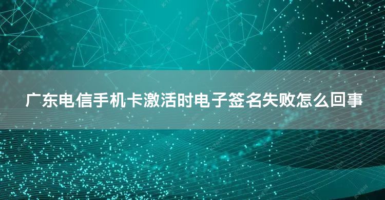 广东电信手机卡激活时电子签名失败怎么回事