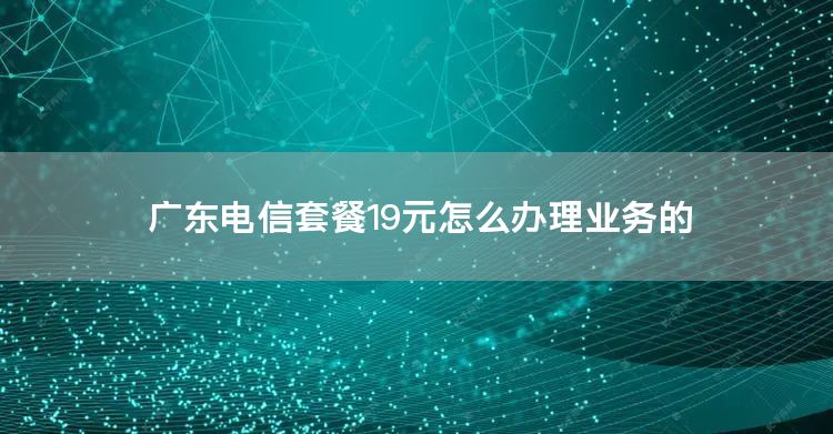 广东电信套餐19元怎么办理业务的