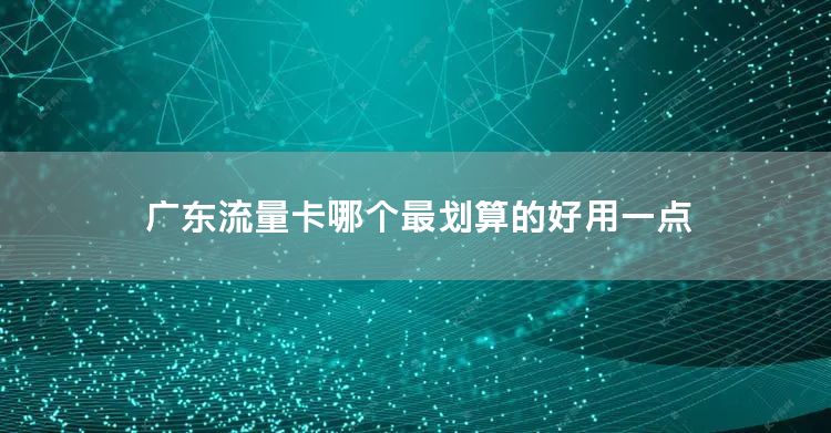 广东流量卡哪个最划算的好用一点