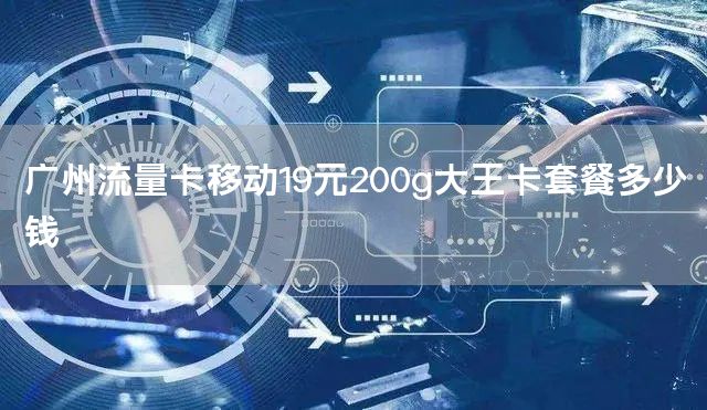 广州流量卡移动19元200g大王卡套餐多少钱