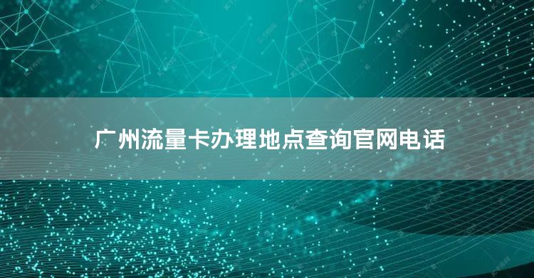 广州流量卡办理地点查询官网电话