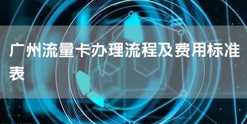 广州流量卡办理流程及费用标准表