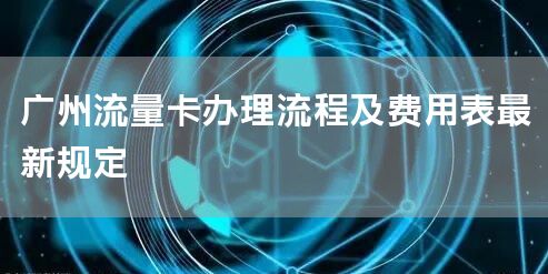 广州流量卡办理流程及费用表最新规定