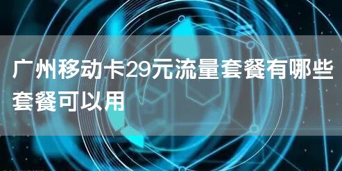广州移动卡29元流量套餐有哪些套餐可以用