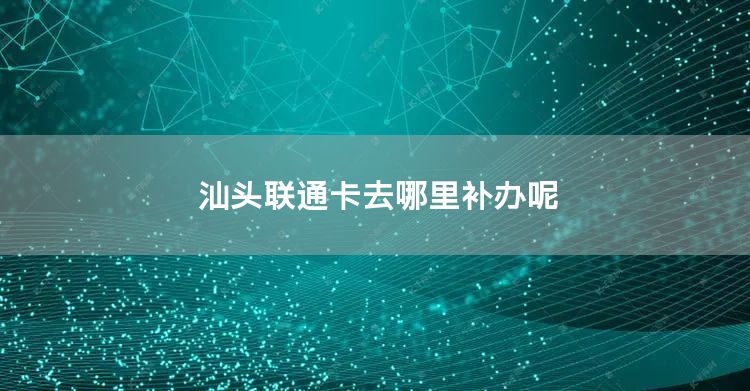 汕头联通卡去哪里补办呢