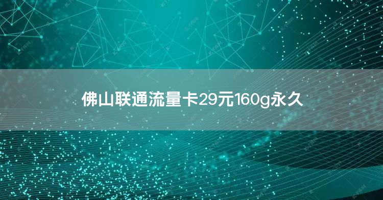 佛山联通流量卡29元160g永久